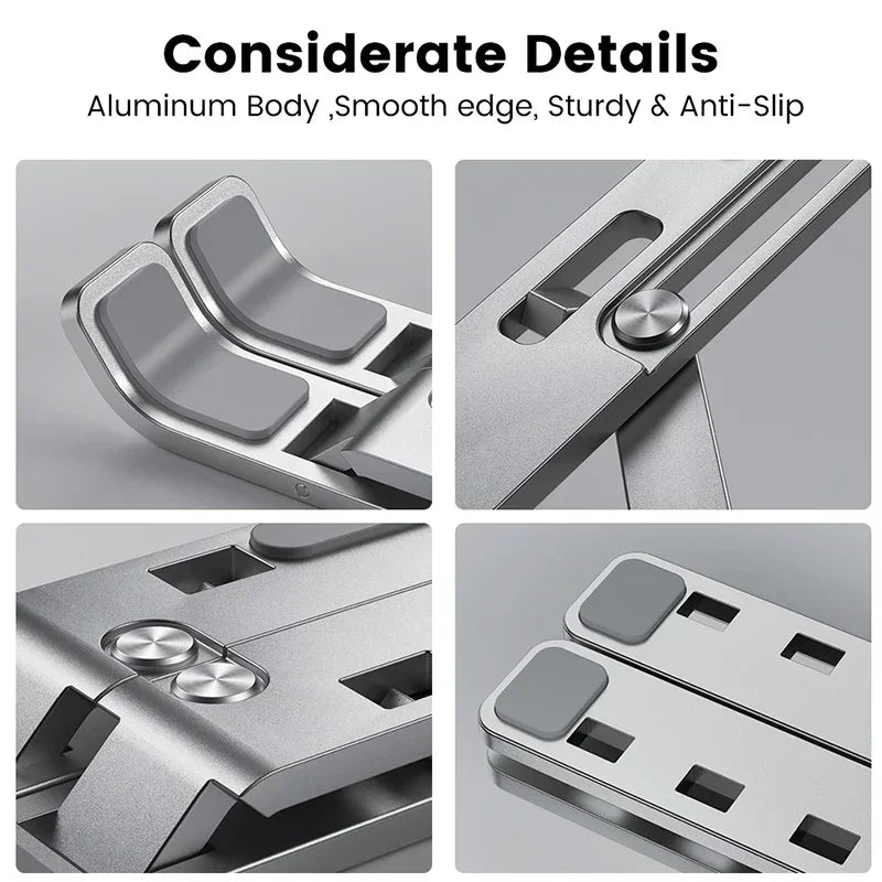 Soporte Ajustable de Aluminio para Portátil – Ergonómico, Plegable y Antideslizante