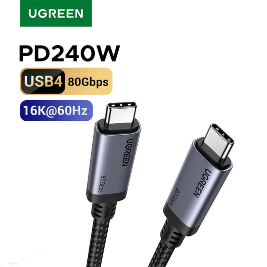 [80Gbps USB4] UGREEN USB C to USB C Cable 240W PD3.1 Fast Charging 16K 8K Video Display for USB-C Monitors MacBook Full Function