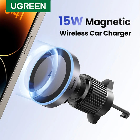 UGREEN Cargador Inalámbrico Magnético para Coche – 15W (MagSafe)